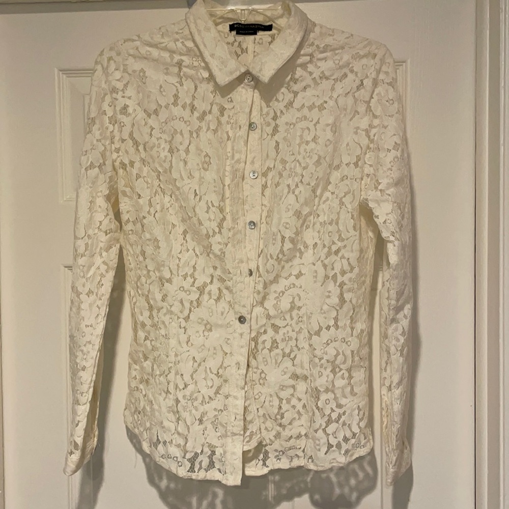 BCBGMAXAZRIA lace button down